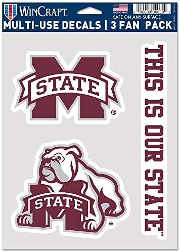 Wincraft NCAA Mississippi State Bulldogs מדבקות Multi Multi Phan Pack, צבעי צוות, גודל אחד