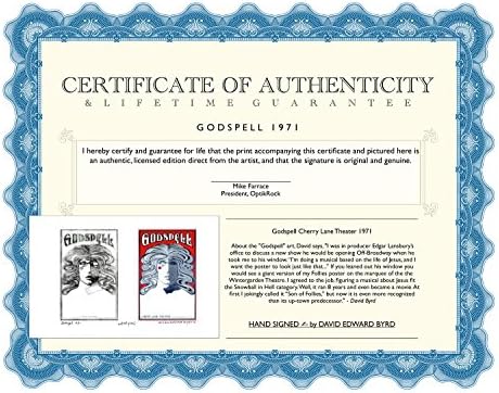 Godspell Broadway Show Poster + קונספט סקיצה אמן הוכחת אמן הדפס יד על ידי המאייר דייוויד אדוארד בירד