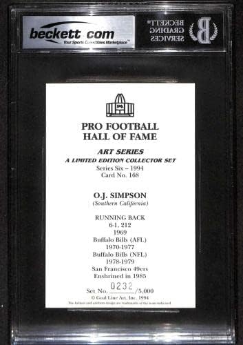 168 O.J. סימפסון - קו שער של 1989 כרטיסי כדורגל HOF מדורגים BGS Auto 10 - כדורגל חתימה