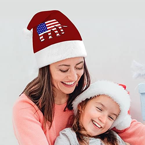 פיל על אמריקאי דגל חג המולד כובע סנטה כובע מצחיק חג המולד כובעי חג מסיבת כובעי עבור נשים / גברים