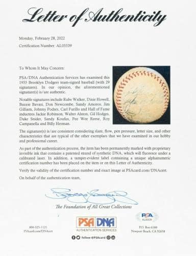 1955 ברוקלין דודג'רס W.S. קבוצת אלופות חתמה על הבייסבול ג'קי רובינסון JSA COA - כדורי בייסבול חתימה