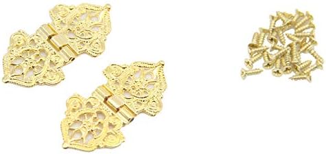 6 חלקים צירים דקורטיביים זהב ברונזה חריטה קופסא עיצוב צירי תכשיטים חומרה לחומרה לתארי עץ וינטג 'בסגנון רטרו, ארונות, קופסאות מתנה, ארגז