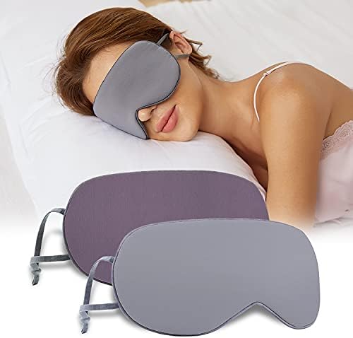 מסכת שינה 2 חבילה, שימוש דו-צדדי חמים וקרירים במסיכת שינה, כיסוי עיניים רך במיוחד עם רצועה מתכווננת, חסימת אור, מסכת עיניים נוחות לשינה