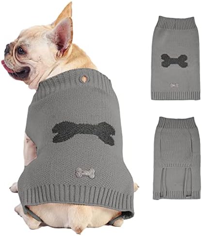 סוודר כלבים נעים של Puli & Co. סרוג עם דפוס אינטארסיה עצם רפלקטיבי - סוודר קלאסי נעים ונמתח קליל על עיצוב לעיצוב לסוודר מושלם נוח ונוחית