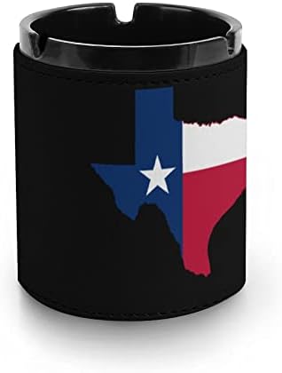 מפת דגל מדינת טקסס מאפרות עור PU עבור מעשנים מעשנים שולחניים מעשנים אפר מחזיק אפר למשרד ביתי דקורטיבי