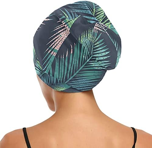 כובע עבודה של כובע שינה כובע כפיות דקל עלים צמחים טרופיים פרחוניים צבעוניים לנשים לעטוף לילה בגדי שיער