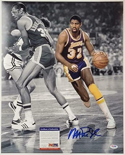 מג'יק ג'ונסון חתימה חתמה על 16x20 תמונה 3 לייקרס ~ PSA/DNA COA - תמונות NBA עם חתימה