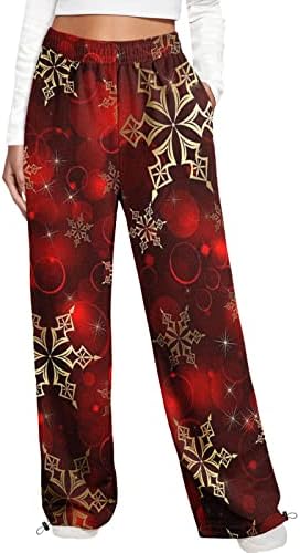 מכנסי טרנינג לחג המולד של נשים פלוס גודל גודל מותן גבוה ומותניים בגודל פלוס מכנסי טרנינג בגודל חג המולד טיולים רגליים טרקלין אתלטי