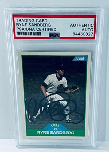 Ryne Sandberg Chicago Cubs חתום בציון 1989 35 כרטיס PSA/DNA Slabbed - כרטיסי חתימה עם חתימות בלוח בייסבול