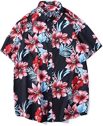 חולצת הוואי גברים של MCEDAR ותלבושות חופשה קצרות של שני חלקים מגדירים כפתור מזדמן במורד חליפות פרחוניות בחוף עם כובעי דלי