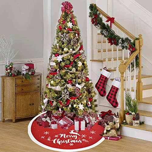 שטיח עץ חג המולד, צבי שלג סרוג חצאית עץ חג המולד רכה לשימוש חוזר לקישוט הבית לסלון למסיבה