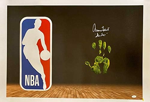 ג'רי ווסט יד הדפסה חתומה על חתימה חתומה ללא חתימה 36x24 בד JSA BB00722 - Art חתימה NBA