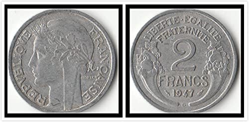 אירופאי צרפתית 2 מטבעות פרנק שנה דפוס ראש אקראי מטבעות זרות זיכרון