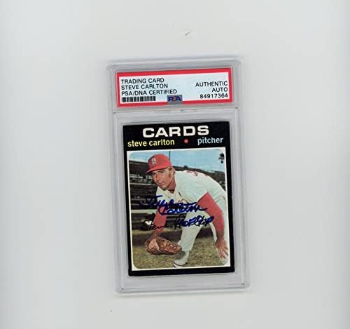 1971 Topps Baseball 55 סטיב קרלטון כרטיס חתימה מודגש HOF AUTO PSA/DNA - כרטיסי חתימה של לוחית בייסבול