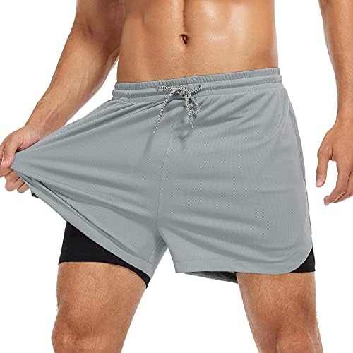 Zando's גברים 2 ב 1 אימון מפעיל מכנסיים קצרים עם כיסים מהיר מהיר מכנסי כושר אתלטיים קלים יבש עם אניה דחיסה