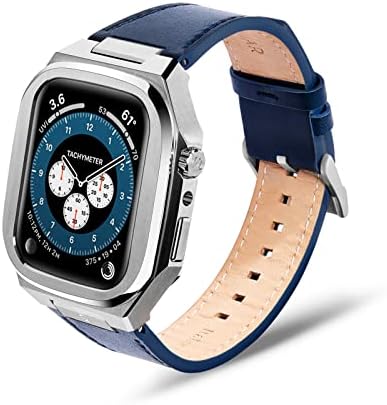 מארז שעון Apple Watch של Kronemar עם להקת עור איטלקית תואמת לסדרת Apple Watch של 44 ממ 6/5/4/SE - 316L נירוסטה מארז ומלאת שעון תפוחים