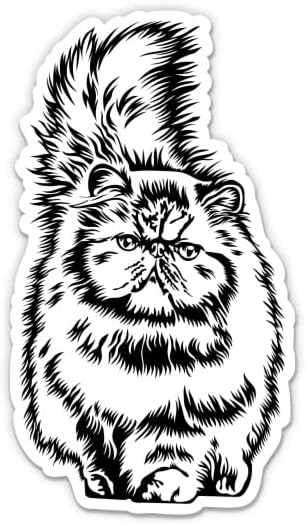 מדבקת חתול פרסית - מדבקת מחשב נייד 3 אינץ ' - ויניל אטום למים לרכב, טלפון, בקבוק מים - מדבקות גזע חתול קיטי