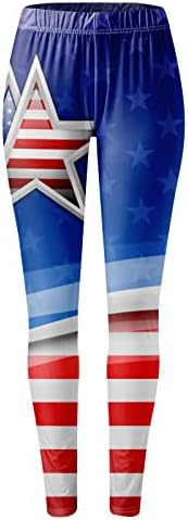 4 ביולי חותלות מותניים גבוהות לנשים דגל ארהב המריץ חותלות יוגה אולטרה מוברשות רכות מכנסי ספורט אתלטים אלסטיים