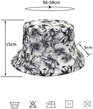 פרחוני הדפסת נשים טרנדי טיולים כובעי דייג אופנה מזדמן אגן כובע נשים כפול מתקפל טיולים כובע צדדי דלי כובע