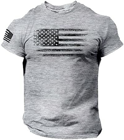 חולצות טריקו לשרוולים קצרים לגברים צמרות כושר שרירים דגל אמריקאי הדפס אילוף פיתוח גוף אימונים ספורט טיי חולצות