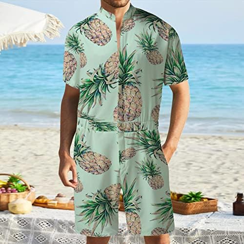 שני תלבושת בגברים בגברים גברים קיץ סרבל אופנה רוכסן פנאי אינו ממוקם חוף הדפסה דיגיטלית