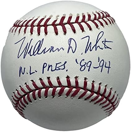 WILLIAM D WHITE חתום MLB בייסבול JSA W175113 W/NL PRES 89-94 כתובת - כדורי בייסבול עם חתימה