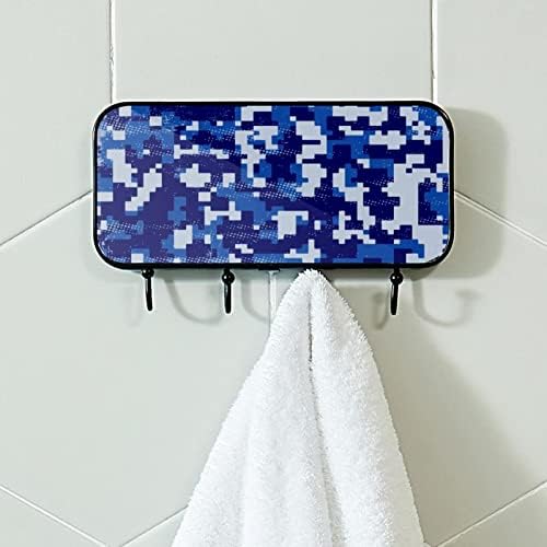 CAMO כחול דפוס צבאי מעיל מעיל קיר קיר, מתלה מעיל כניסה עם 4 חיבור לעיל מעיל גלימות ארנק מגבות חדר אמבטיה כניסה לסלון