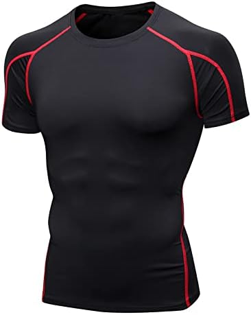 חולצת דחיסה גברים, גברים קצרי שרוול קצרים מפעילים אימון לחולצות כושר אתלטיות