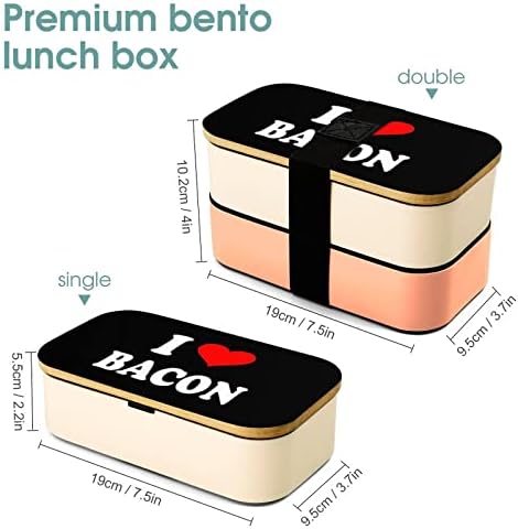 אני אוהב קופסת ארוחת צהריים של BACON שכבה כפולה בנטו עם מכשיר ארוחת צהריים לערימה כוללת 2 מכולות
