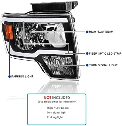 מפרט-ד כוונון פנסים שחורים הוביל רצועת חניה אות מנורות תואם עם פורד פ 150 2009-2014 זוג ראש אור מנורת הרכבה