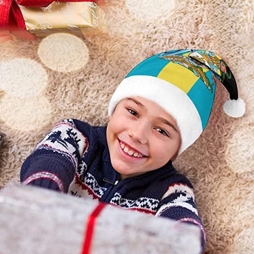 איי בהאמה דגל חג המולד כובע רך קטיפה סנטה כובע מצחיק כפה עבור חג המולד לשנה חדשה חגיגי מפלגה