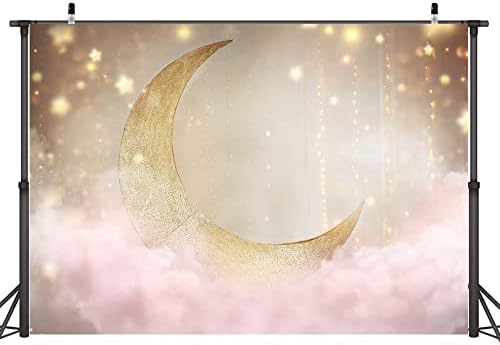 טיקואניקואה 7, 5 רגל נצנץ נצנץ כוכב קטן רקע ירח אור ורוד עננים תינוק מקלחת יום הולדת יילוד צילום רקע ילדים 1 יום הולדת קיר תפאורה מסיבת