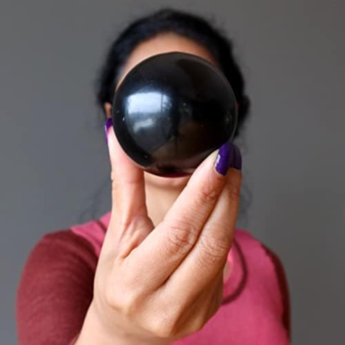 כדור גביש סאטן כדור סילון שחור הגנה על גבי אבן גביש 1.75-2.0 אינץ '