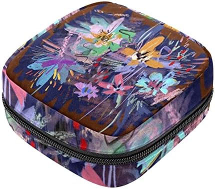 שקית אחסון מפיות סניטרית של Oryuekan, שקיות רוכסן משטחיות ניידות לשימוש חוזר, כיס אחסון טמפון לנשים, פרחי אמנות גרפיטי מופשטים מודרניים