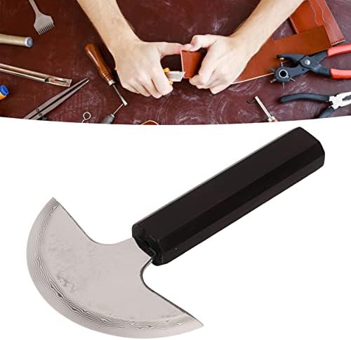 סכין עגולה של עור עגול, קשיות גבוהה חצי מעגל אחיזה נוחה כלי עבודה DIY בעבודת יד סכין ראש עגול ידית עץ לחיתוך