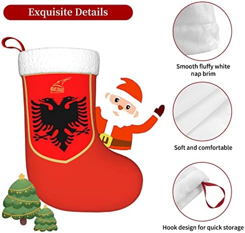 QG ZZX אלבניה סמל לאומי גרב חג המולד גרבי חג המולד אח תליה גרב 18 אינץ 'קישוט חג