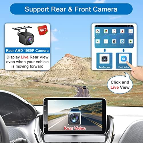 IIing 10 אינץ 'יחיד DIN מתכוונן רדיו רדיו Wireless Carplay & Android Auto Auto 8 ליבות 2G+32G מקלט סטריאו לרכב אנדרואיד עם מצלמת גיבוי