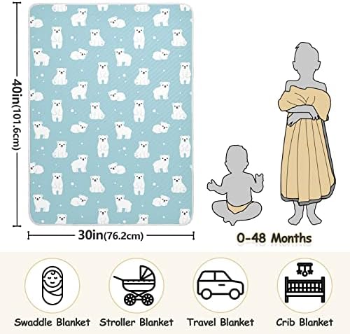 שמיכת קוטב דוב קוטב קאבס שמיכת כותנה לתינוקות, קבלת שמיכה, שמיכה רכה קלה רכה לעריסה, טיולון, שמיכות משתלות, 30x40 אינץ ', כחול