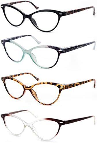 אולומי קריאת משקפיים נשים חתול עין גבירותיי קוראי + 0.75 חמוד קייט נשים של רמאים משקפיים 4 חבילה קל משקל התאמה נוחה
