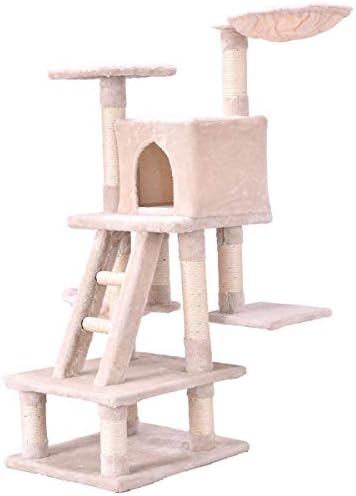 בז ' 46& 34; קטיפה חתול עץ חתלתול בית לשחק מוט מיטת דירה שריטה הודעה קן תיבה