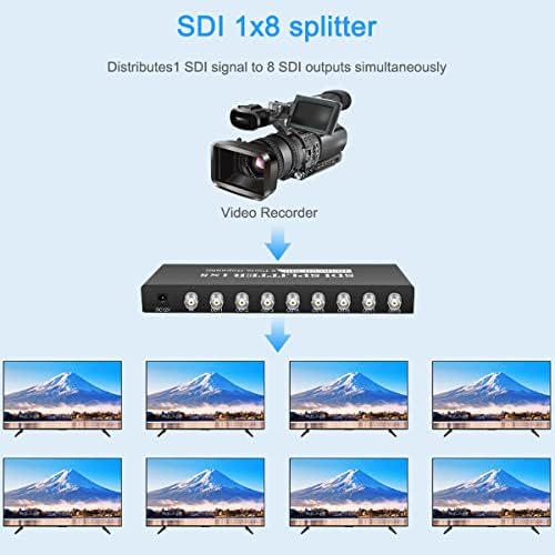 SDI Splitter 1x8 תומך ב- SD-SDI, HD-SDI, 3G-SDI SDI SDI Splitter Box Gimputor מגבר למערכת ניטור וידאו מצלמת אבטחה של מערכת CCTV