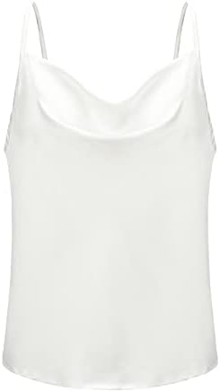 PMMQRRKUU נשים ספגטי לבן רצועות חולצה צבעונית חולצה עטופה גופלת גולת משי שרו -שרוולים עליון חולץ סקסי