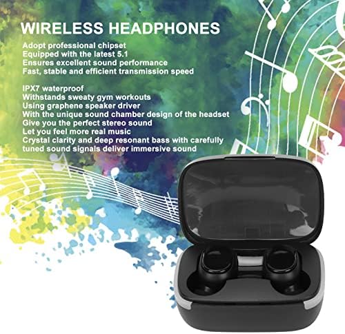 Ashata אוזניות אלחוטיות, אוזניות Bluetooth עם מיקרופון, IPX7 אטום למים Hifi עמוק באס אוזניות סטריאו גבוהות עם מארז טעינה של ברק לעבודות