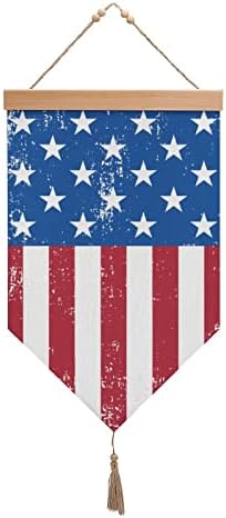 Nudquio Retro דגל אמריקאי כותנה פשתן תלה