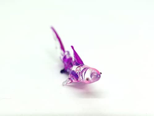 Sansukjai Tiny Shark יד מפוצץ זכוכית פסלוני פסלוני בעלי חיים מתנה אספנית עיצוב בית, סגול