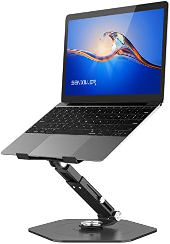 מחשב נייד Senxiller עמדת שולחן, מחשב נייד עומד גובה מתכוונן עד 19 אינץ ', מעמד מחשב נייד מסתובב עם 360 מעלות מחשב מחשב נייד, תואם ל- MacBook