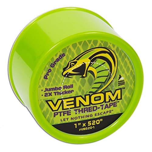 Gasoila Venom Ptfe-Theped-Tape, 1 רוחב x 520 אורך, קלטת חוט Ptfe אוניברסלית, VM520-1, לבן