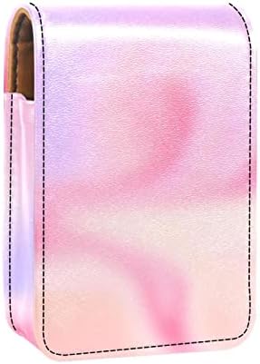 אוריואקאן שפתון מקרה עם מראה חמוד נייד איפור תיק קוסמטי פאוץ, ורוד מופשט מינימליסטי השיש דפוס