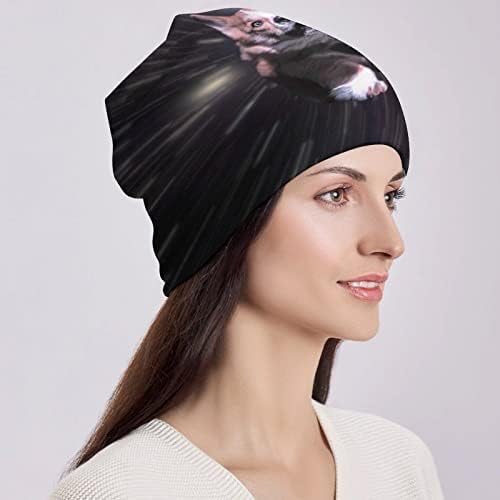 חלל Baikutouan Corgi Print כובעי כפה לגברים נשים עם עיצובים כובע גולגולת
