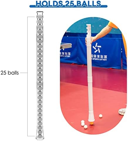 קוטף כדור טניס טניס של XMJY, צינור עליון של פינג פונג פונג מחזיק כ -25 כדורים, 43.5 אינץ 'אספן כדור אספן פינג פונג אביזרים